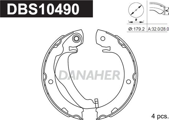 Danaher DBS10490 - Jeu de mâchoires de frein, frein de stationnement cwaw.fr