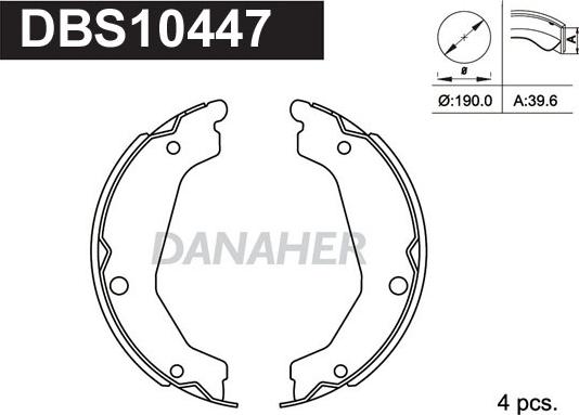 Danaher DBS10447 - Jeu de mâchoires de frein, frein de stationnement cwaw.fr