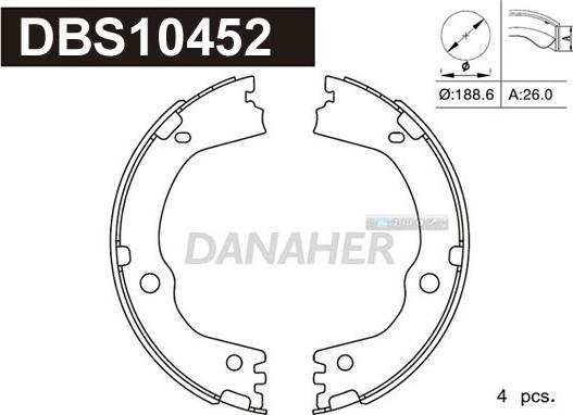 Danaher DBS10452 - Jeu de mâchoires de frein, frein de stationnement cwaw.fr