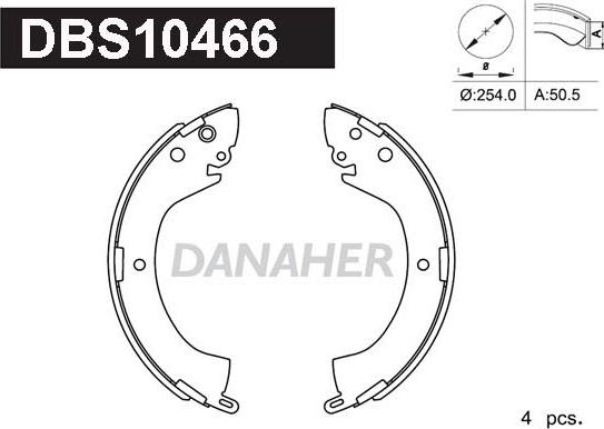 Danaher DBS10466 - Jeu de mâchoires de frein cwaw.fr