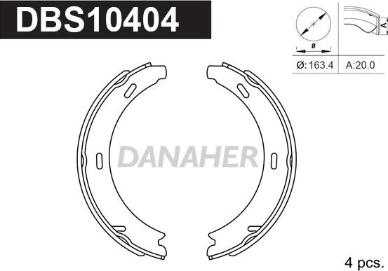 Danaher DBS10404 - Jeu de mâchoires de frein, frein de stationnement cwaw.fr