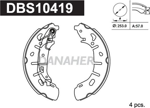 Danaher DBS10419 - Jeu de mâchoires de frein cwaw.fr