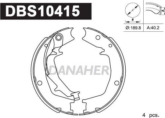 Danaher DBS10415 - Jeu de mâchoires de frein, frein de stationnement cwaw.fr