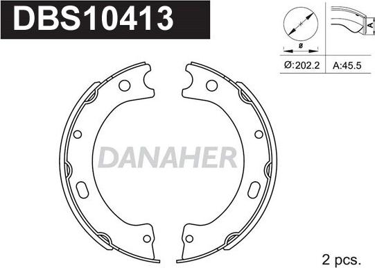 Danaher DBS10413 - Jeu de mâchoires de frein, frein de stationnement cwaw.fr