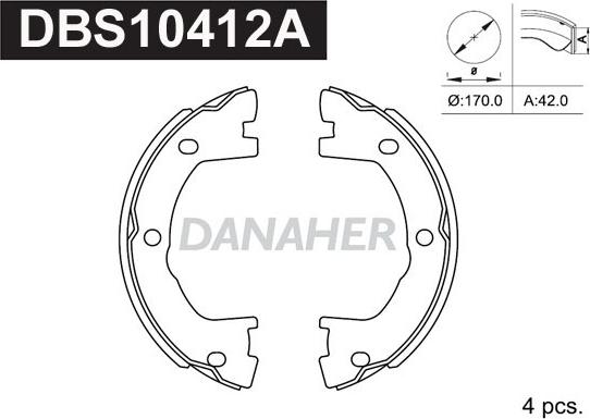 Danaher DBS10412A - Jeu de mâchoires de frein, frein de stationnement cwaw.fr