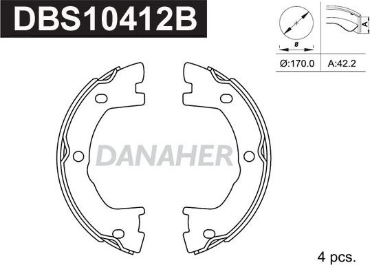 Danaher DBS10412B - Jeu de mâchoires de frein, frein de stationnement cwaw.fr