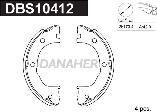 Danaher DBS10412 - Jeu de mâchoires de frein, frein de stationnement cwaw.fr