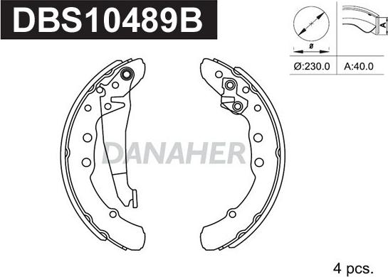 Danaher DBS10489B - Jeu de mâchoires de frein cwaw.fr