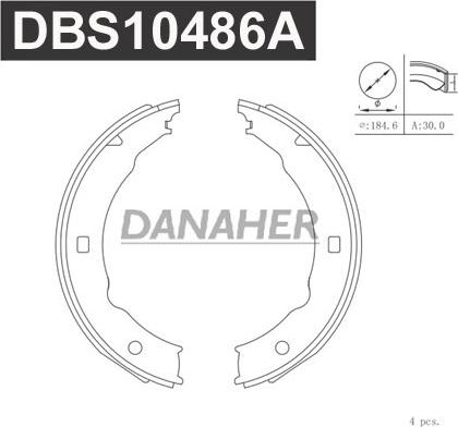 Danaher DBS10486A - Jeu de mâchoires de frein, frein de stationnement cwaw.fr