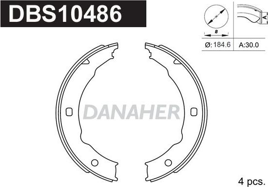 Danaher DBS10486 - Jeu de mâchoires de frein, frein de stationnement cwaw.fr