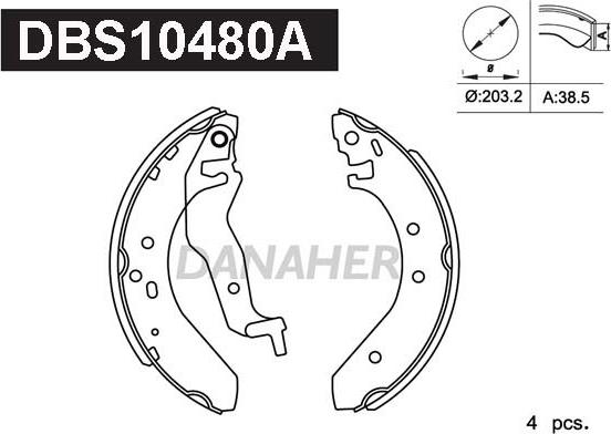 Danaher DBS10480A - Jeu de mâchoires de frein cwaw.fr