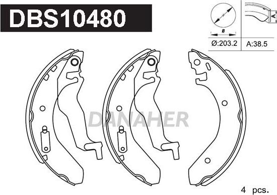 Danaher DBS10480 - Jeu de mâchoires de frein cwaw.fr