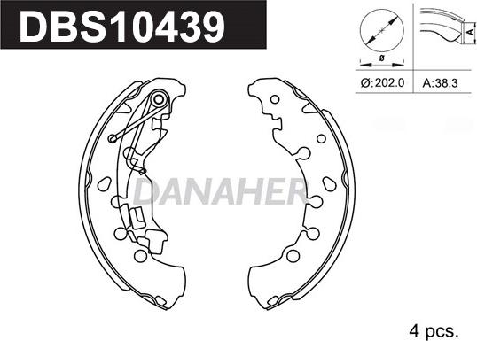 Danaher DBS10439 - Jeu de mâchoires de frein cwaw.fr