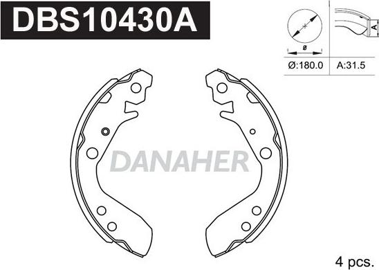 Danaher DBS10430A - Jeu de mâchoires de frein cwaw.fr