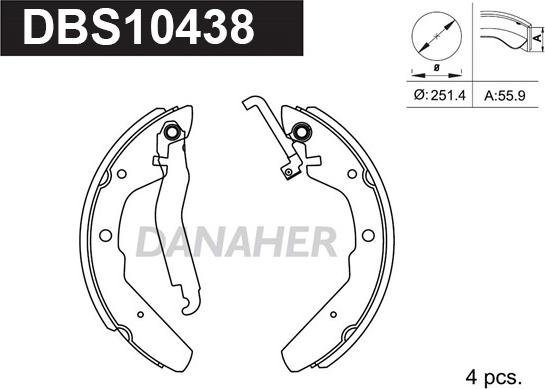 Danaher DBS10438 - Jeu de mâchoires de frein cwaw.fr