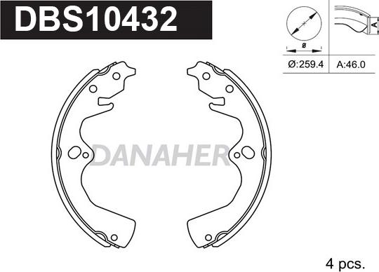 Danaher DBS10432 - Jeu de mâchoires de frein cwaw.fr