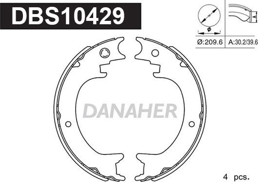 Danaher DBS10429 - Jeu de mâchoires de frein, frein de stationnement cwaw.fr