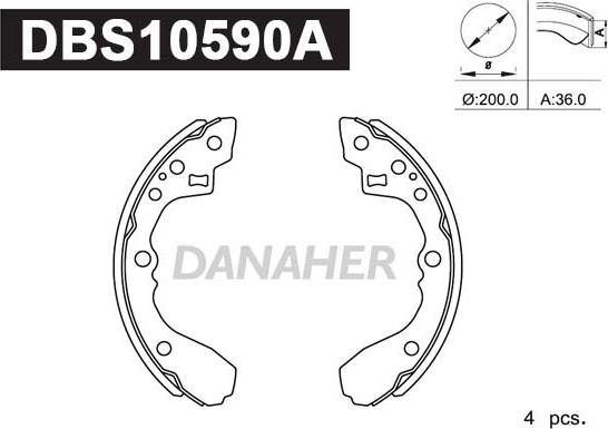 Danaher DBS10590A - Jeu de mâchoires de frein cwaw.fr