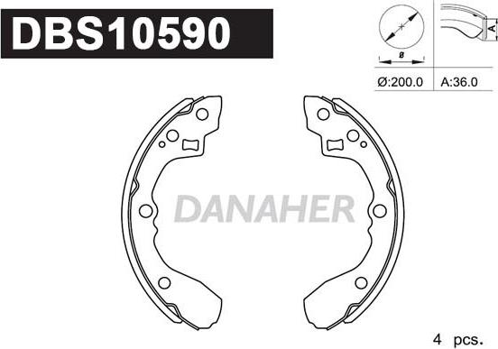 Danaher DBS10590 - Jeu de mâchoires de frein cwaw.fr