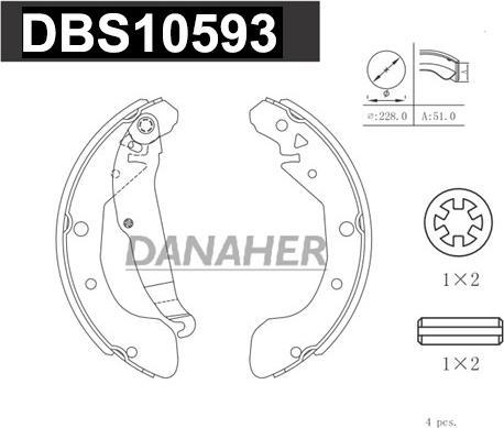 Danaher DBS10593 - Jeu de mâchoires de frein cwaw.fr