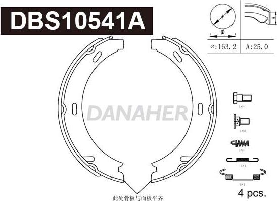 Danaher DBS10541A - Jeu de mâchoires de frein, frein de stationnement cwaw.fr