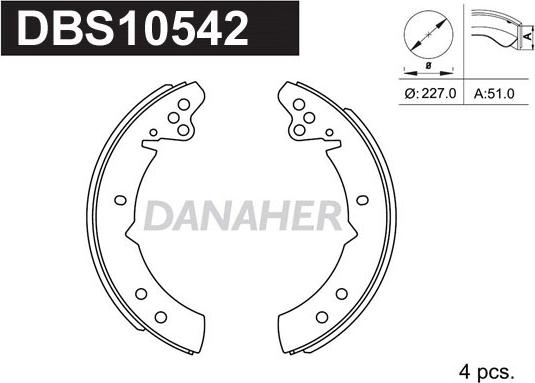 Danaher DBS10542 - Jeu de mâchoires de frein cwaw.fr