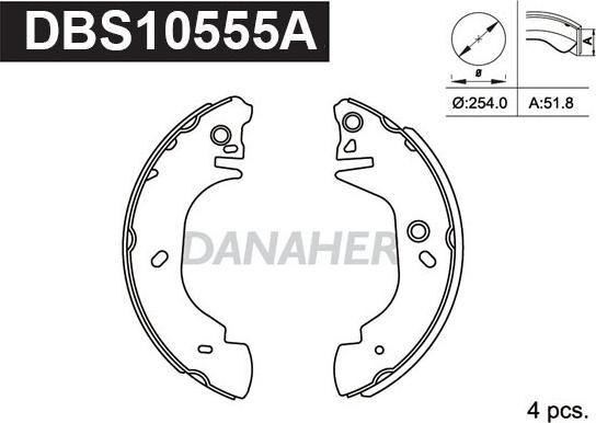 Danaher DBS10555A - Jeu de mâchoires de frein cwaw.fr