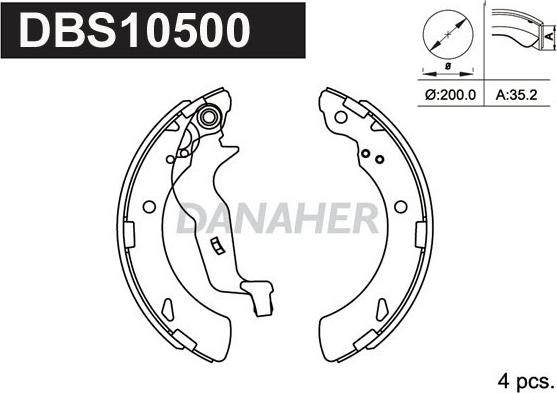 Danaher DBS10500 - Jeu de mâchoires de frein cwaw.fr