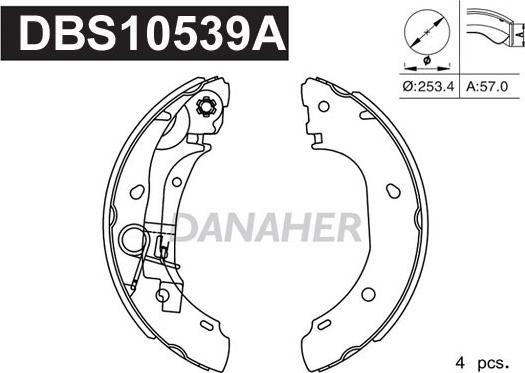 Danaher DBS10539A - Jeu de mâchoires de frein cwaw.fr