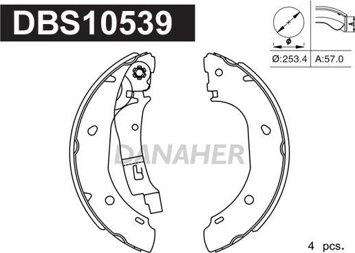 Danaher DBS10539 - Jeu de mâchoires de frein cwaw.fr