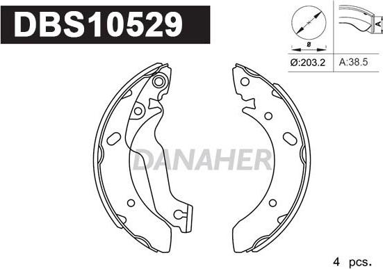 Danaher DBS10529 - Jeu de mâchoires de frein cwaw.fr