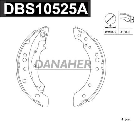 Danaher DBS10525A - Jeu de mâchoires de frein cwaw.fr