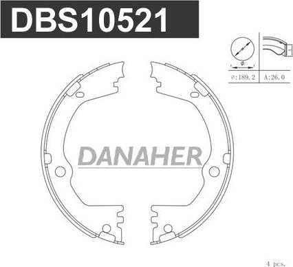 Danaher DBS10521 - Jeu de mâchoires de frein, frein de stationnement cwaw.fr