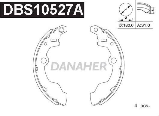 Danaher DBS10527A - Jeu de mâchoires de frein cwaw.fr