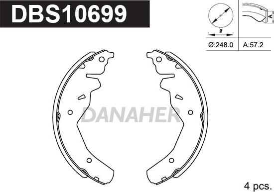 Danaher DBS10699 - Jeu de mâchoires de frein cwaw.fr