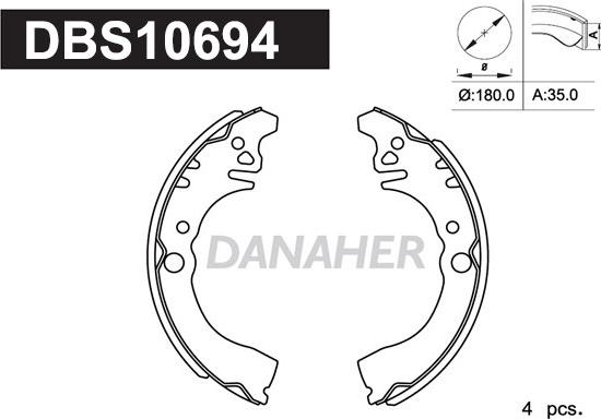 Danaher DBS10694 - Jeu de mâchoires de frein cwaw.fr