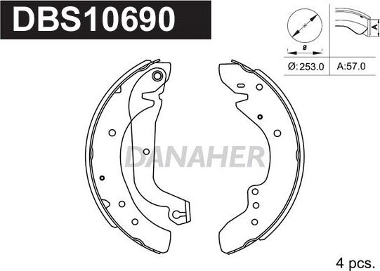 Danaher DBS10690 - Jeu de mâchoires de frein cwaw.fr