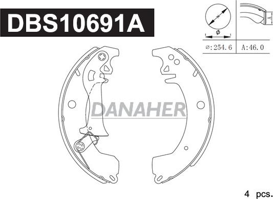 Danaher DBS10691A - Jeu de mâchoires de frein cwaw.fr