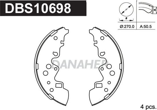 Danaher DBS10698 - Jeu de mâchoires de frein cwaw.fr