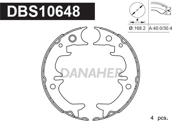 Danaher DBS10648 - Jeu de mâchoires de frein, frein de stationnement cwaw.fr