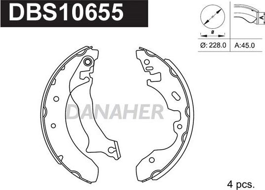 Danaher DBS10655 - Jeu de mâchoires de frein cwaw.fr