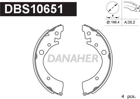 Danaher DBS10651 - Jeu de mâchoires de frein cwaw.fr