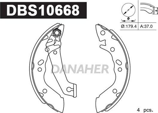 Danaher DBS10668 - Jeu de mâchoires de frein cwaw.fr