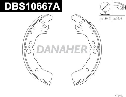 Danaher DBS10667A - Jeu de mâchoires de frein cwaw.fr