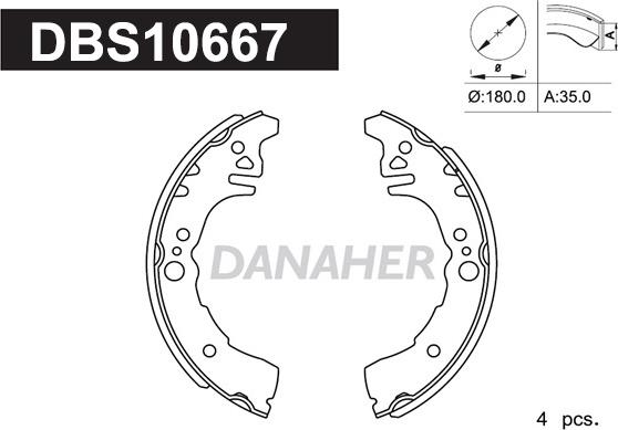 Danaher DBS10667 - Jeu de mâchoires de frein cwaw.fr