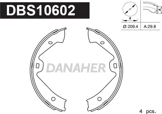 Danaher DBS10602 - Jeu de mâchoires de frein, frein de stationnement cwaw.fr