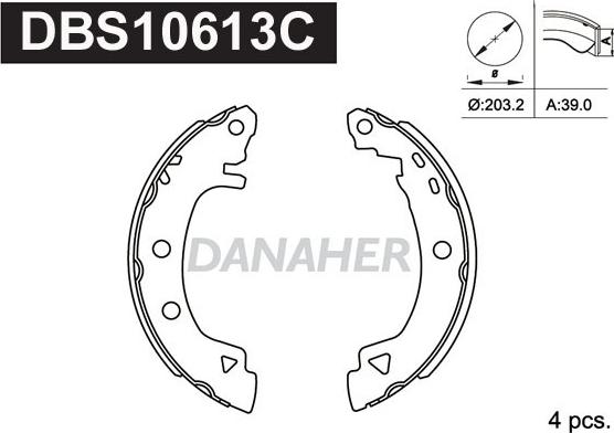 Danaher DBS10613C - Jeu de mâchoires de frein cwaw.fr