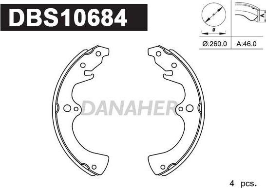 Danaher DBS10684 - Jeu de mâchoires de frein cwaw.fr