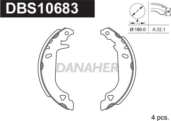 Danaher DBS10683 - Jeu de mâchoires de frein cwaw.fr