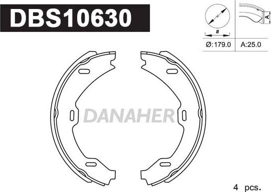 Danaher DBS10630 - Jeu de mâchoires de frein, frein de stationnement cwaw.fr